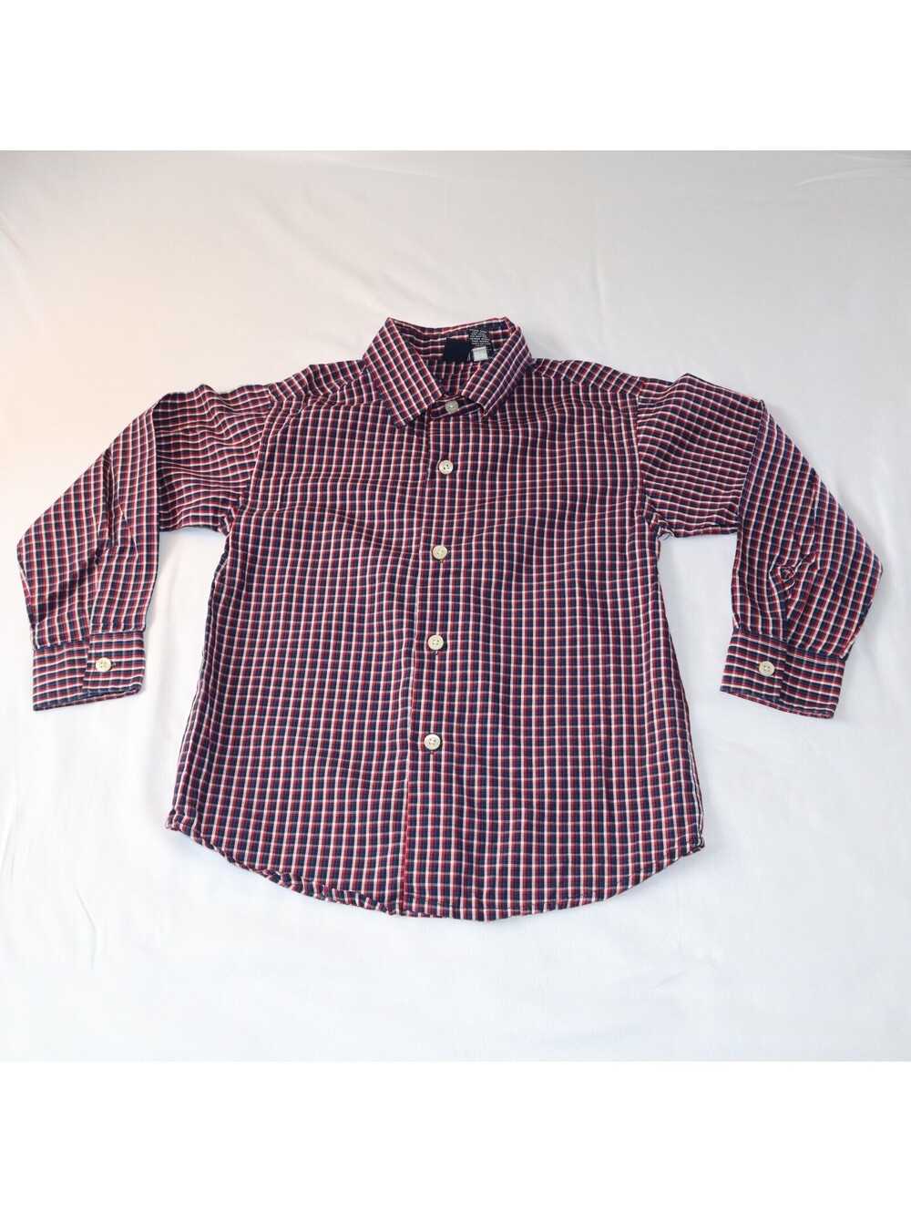 Nautica Boys Button Up Plaid Shirt Size 6 Red Blue